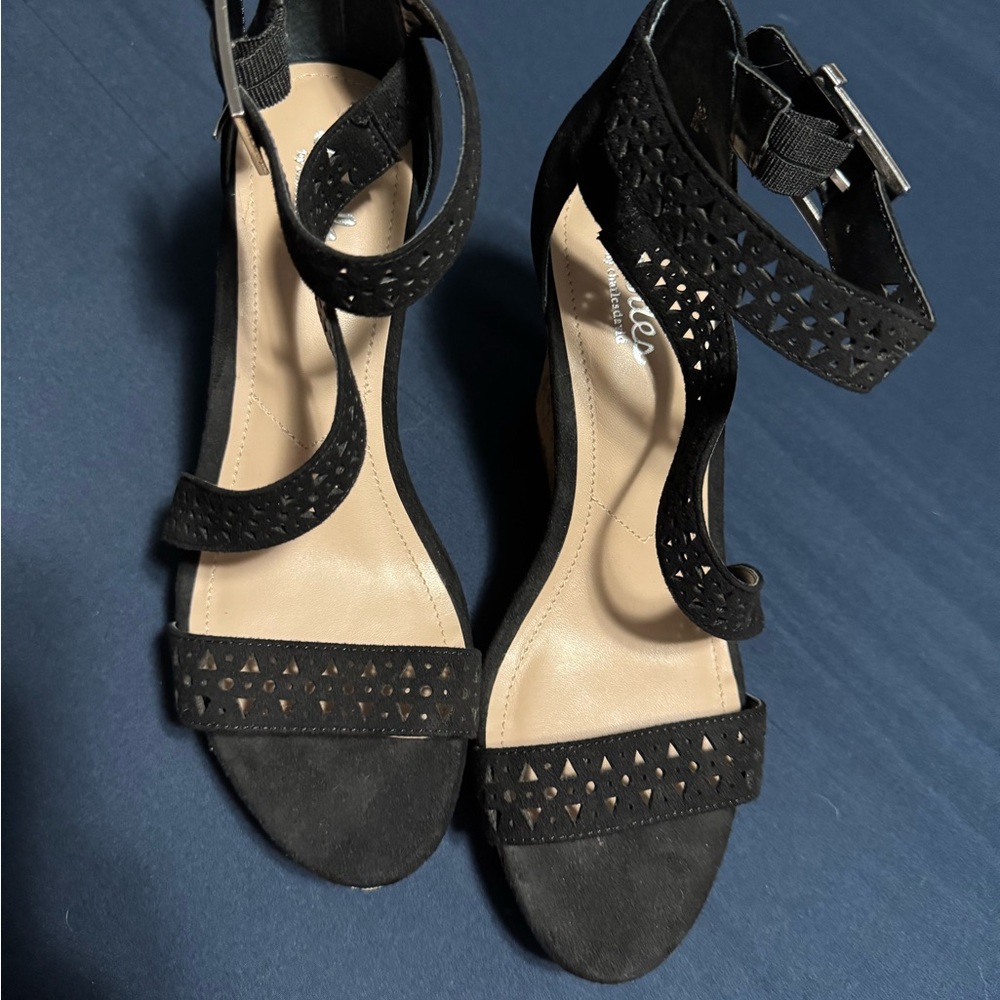 Black Strappy Wedges